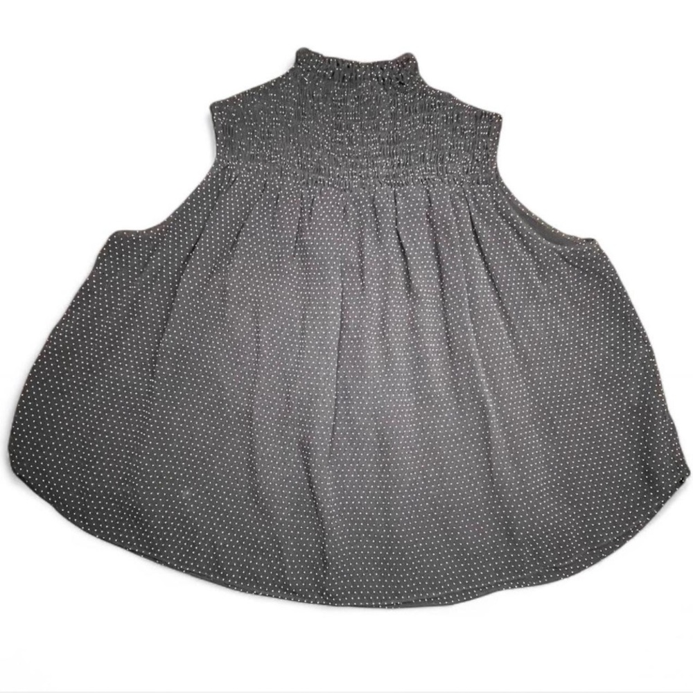 Frame Black & White Polka Dot Sleeveless Silk Blouse, L